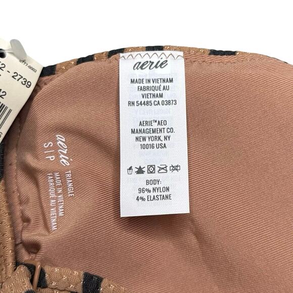 NWT Aerie Tiger Stripe V-Neck Bikini Top S – Textured Animal Print Swim - Picture 5 of 7